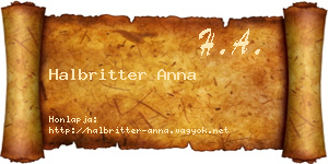 Halbritter Anna névjegykártya